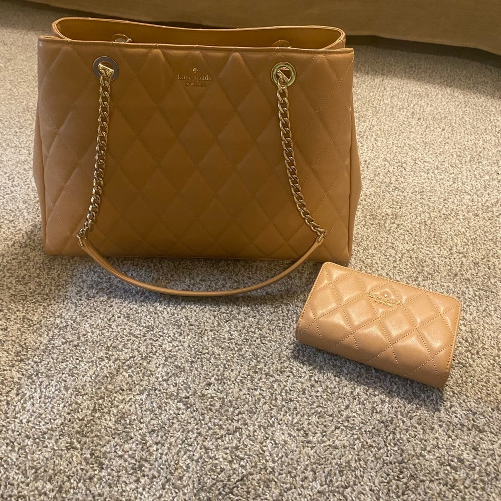 Kate Spade Tan Quilted Shoulder Bag and Wallet